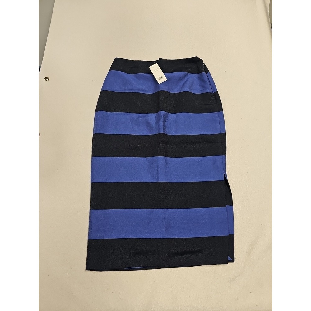 Banana Republic Skirt Sz 2 Navy Blue Royal Blue Striped Midi New